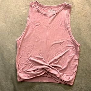 Rose color, tank top, tie in the front